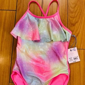 NWT sparkly pink one piece girls swimsuit